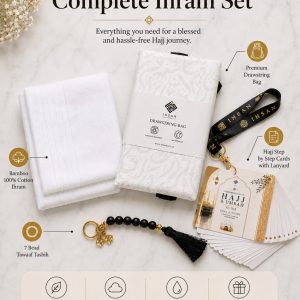 Hajj Essential Pack Ihram, Bag, Flash Cards & Tawaaf Tasbih